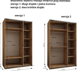 Szafa przesuwna 64 wysoka Lux 2 150 kaszmir+kaszmir+srebrny