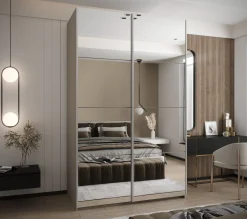 Szafa przesuwna 64 wysoka Lux 2 150 kaszmir+kaszmir+srebrny
