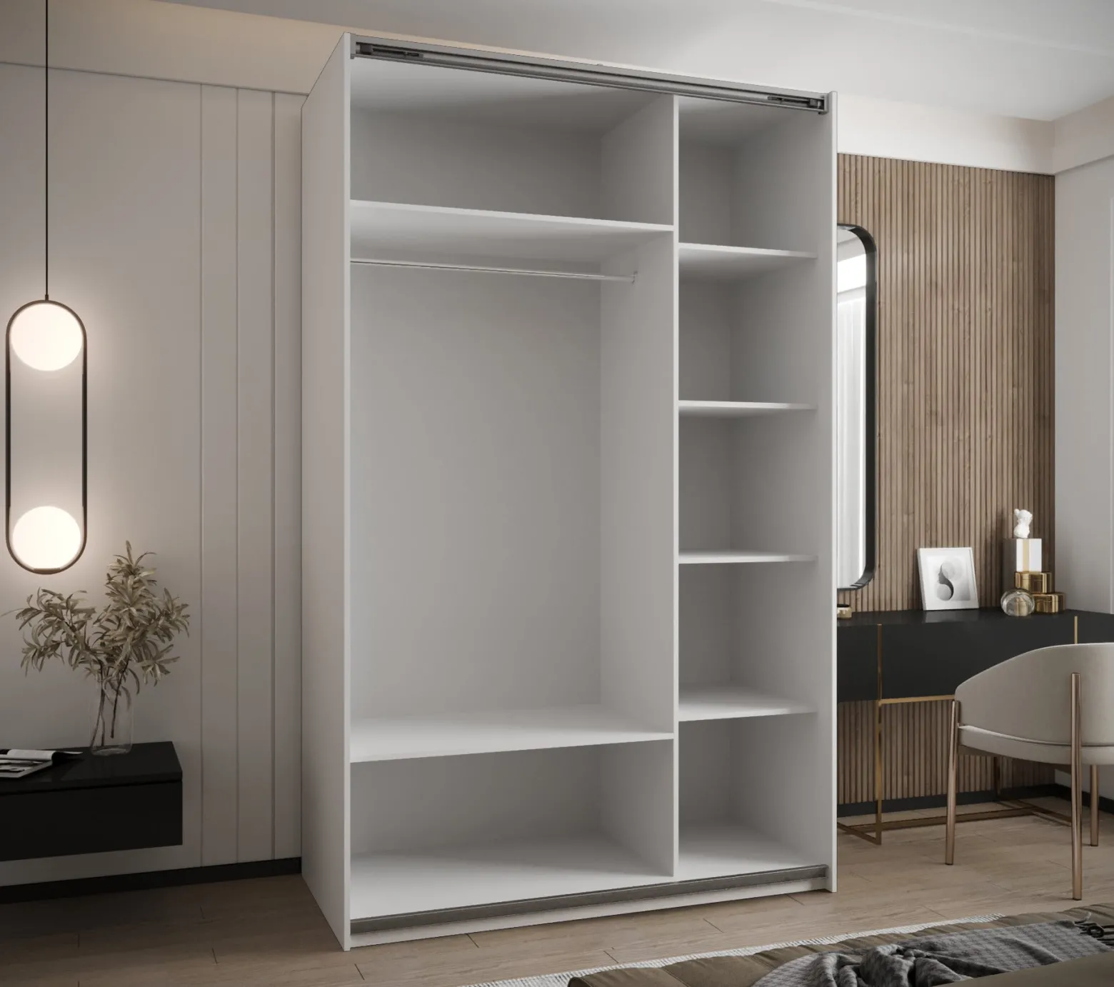 Szafa przesuwna 64 wysoka Lux 4 150 biały+artisan+czarny