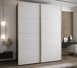 Szafa przesuwna 64 wysoka Lux 1 190 czarny+biały+złoty