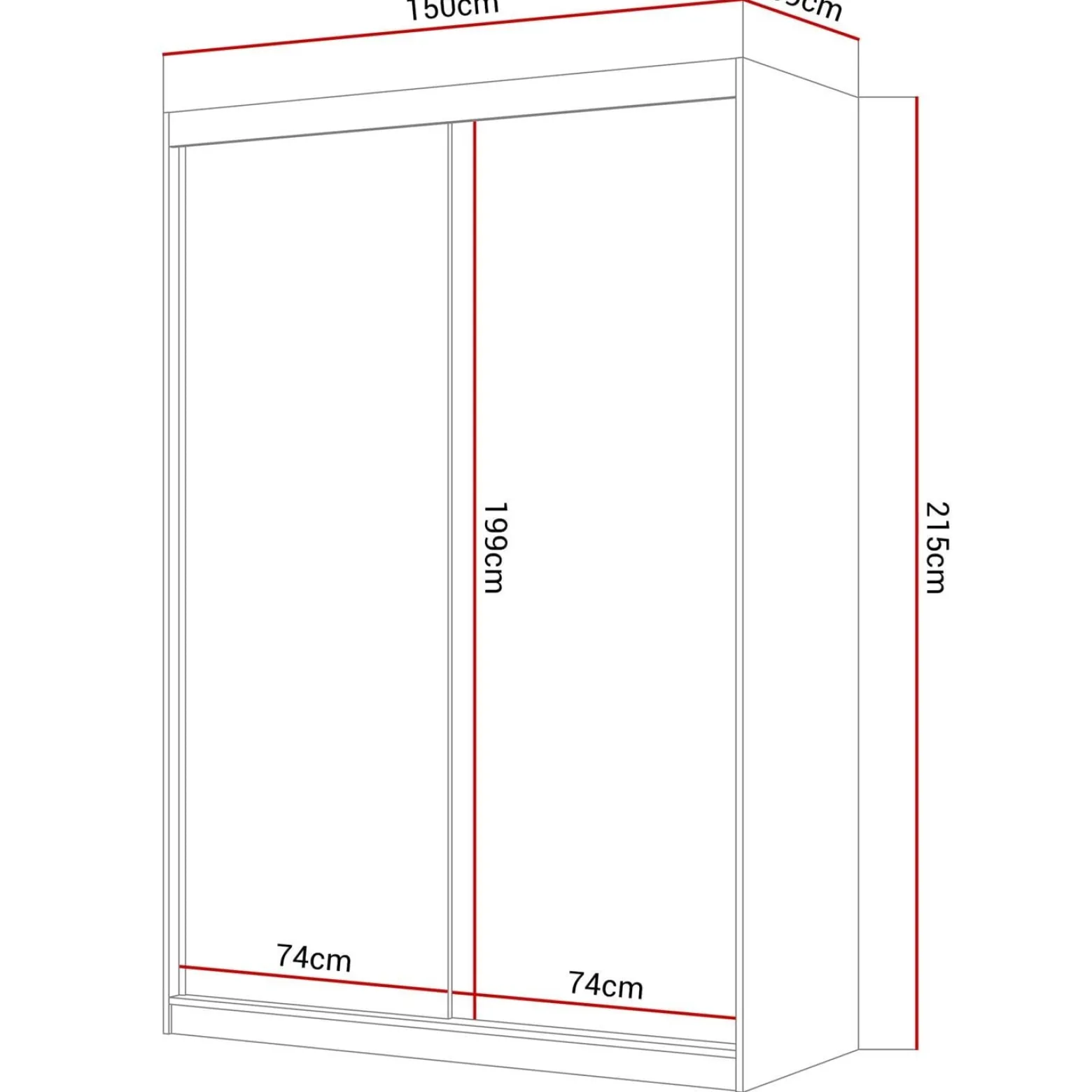Szafa przesuwna CAMARO II PLUS z lustrem 150 cm biały mat