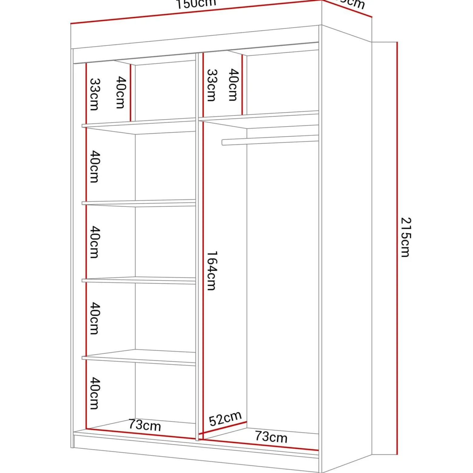 Szafa przesuwna CAMARO II PLUS z lustrem 150 cm biały mat