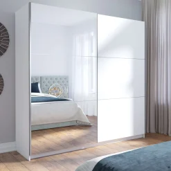 Szafa przesuwna dwudrzwiowa z lustrem 200 cm ARLEN II biała