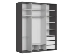 Szafa przesuwna Flex 200 cm z lustrem grafit/dąb mauvella