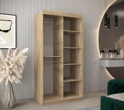 Szafa przesuwna Garderoba RHOMB 100 sonoma + biały