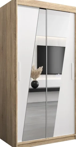 Szafa przesuwna Garderoba RHOMB 100 sonoma + biały