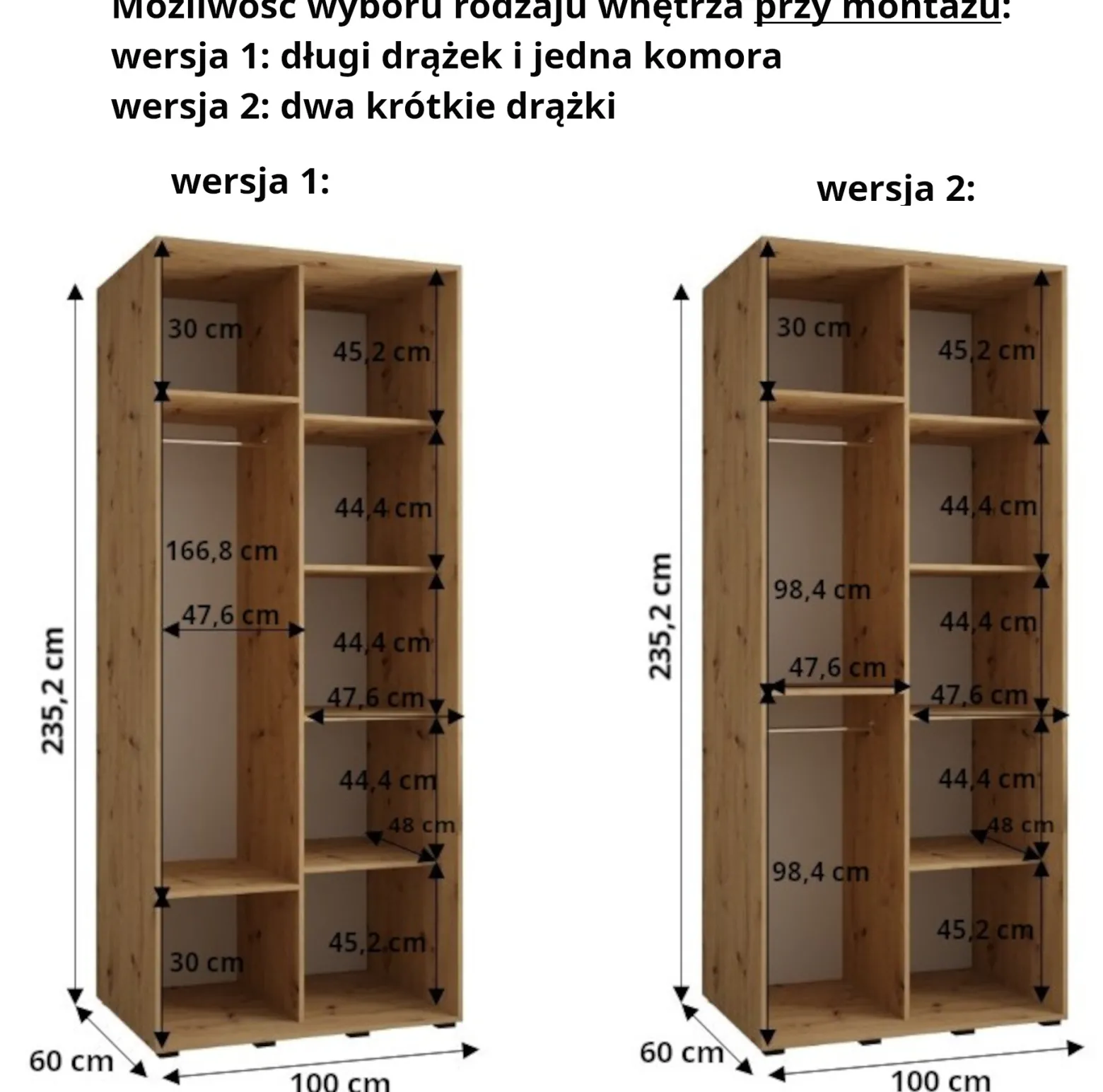 Szafa przesuwna Garderoba LANKO 1 100 gł. 60 artisan/czarny