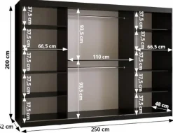 Szafa przesuwna Garderoba DOME 3 250 biały