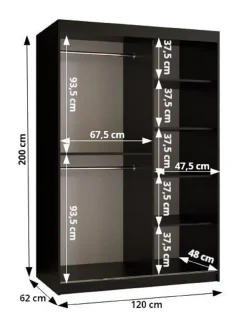 Szafa przesuwna Garderoba FLUTES 120 czarny