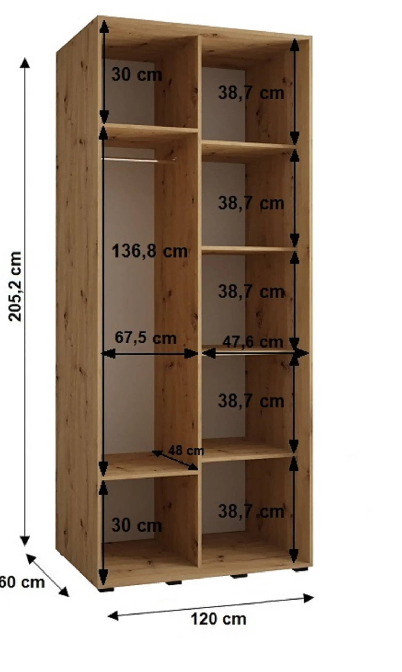 Szafa przesuwna SAPPORO 2 120 gł. 60 biały/biały
