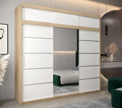 Szafa przesuwna Verona 2 250 sonoma + biały z nadstawką