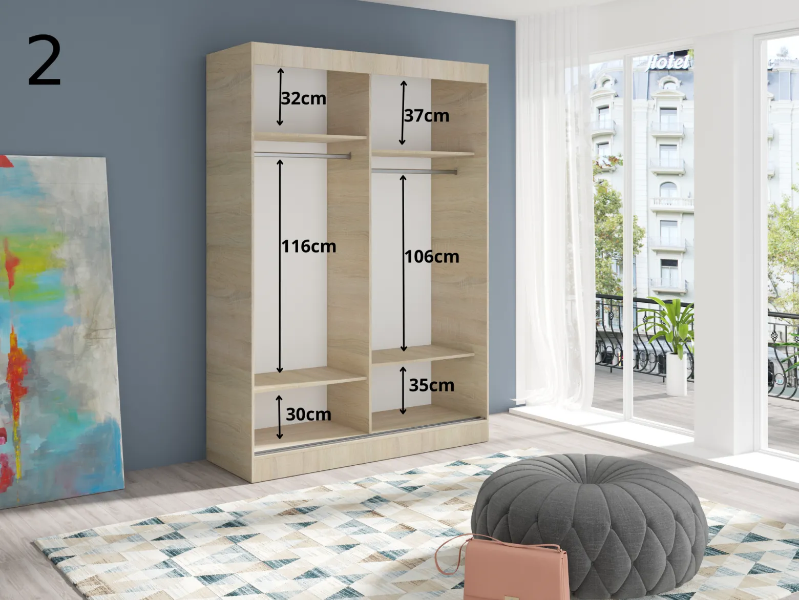 Szafa Przesuwna 200x200cm ARTISAN Półki + WieszakRóżne wnetrza PRODUCENT