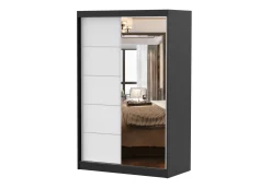 Szafa przesuwna z lustrem NEOMI 05 120 cm Czarny mat/Biały mat