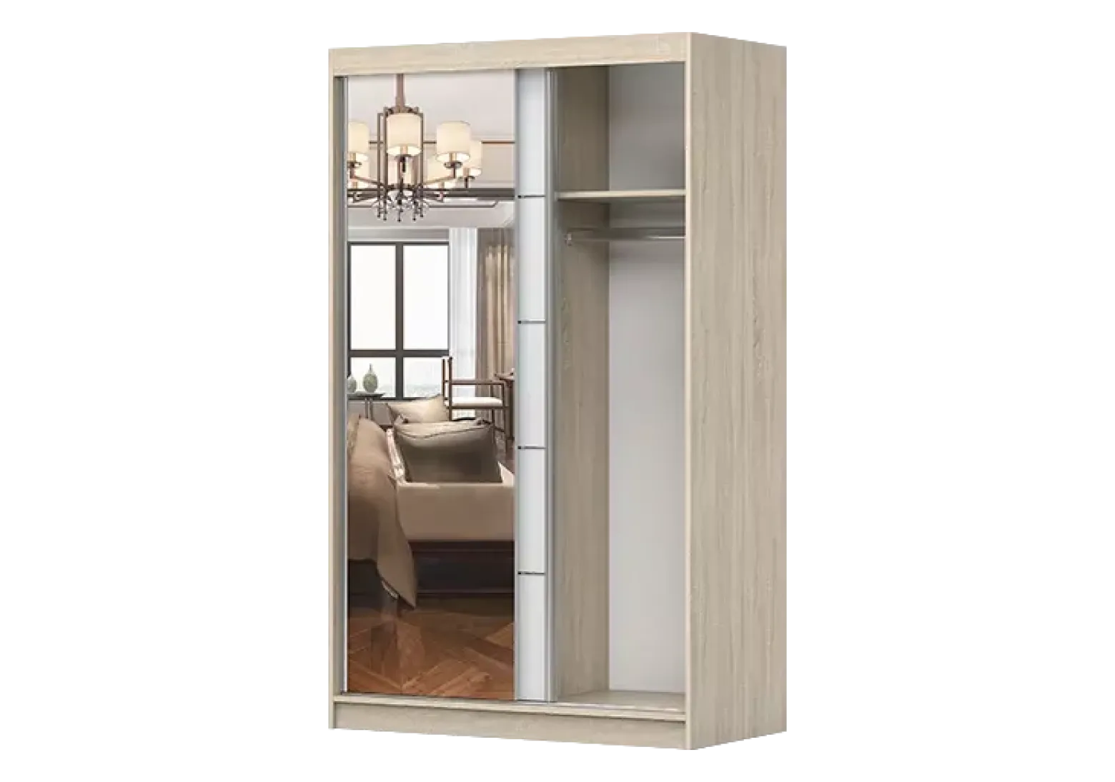 Szafa przesuwna z lustrem NEOMI 05 120 cm Czarny mat/Biały mat