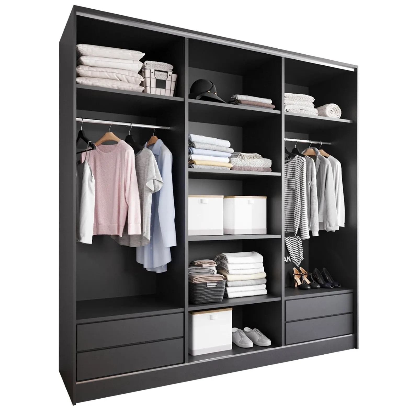 Szafa przesuwna z szufladami LOCUS D 180 czarna