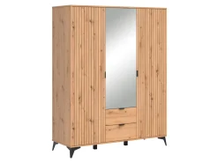 Szafa trzydrzwiowa Lamea 154 cm z 2 szufladami i lustrem dąb artisan