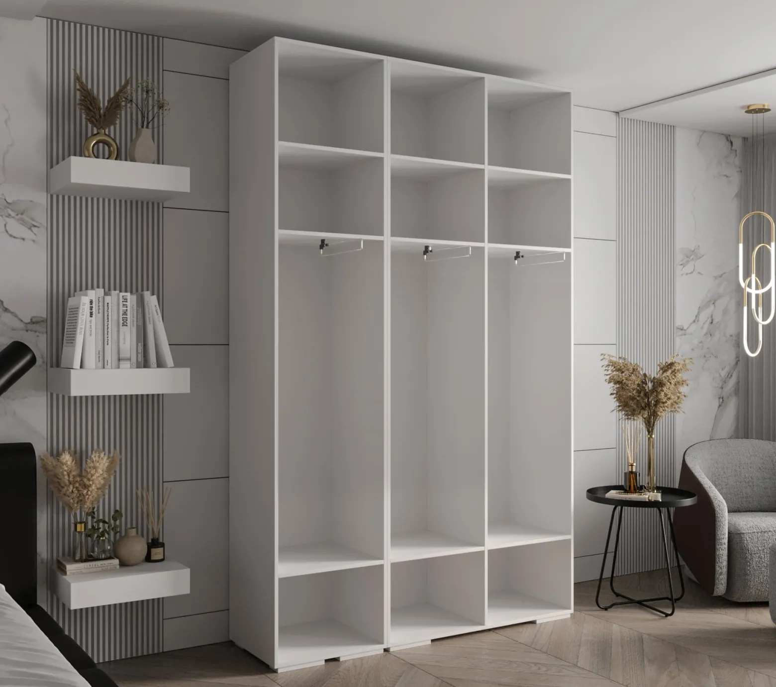 Szafa ubraniowa Garderoba INOVA 4 1,5SZ biały+czarny