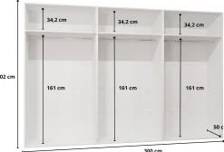 Szafa uchylna otwierana Kris 300 2LD2LM wys 202 cm Biały + Czarny