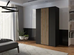 Szafa Uchylna 120x200cm Czarna + Lamele Wotan