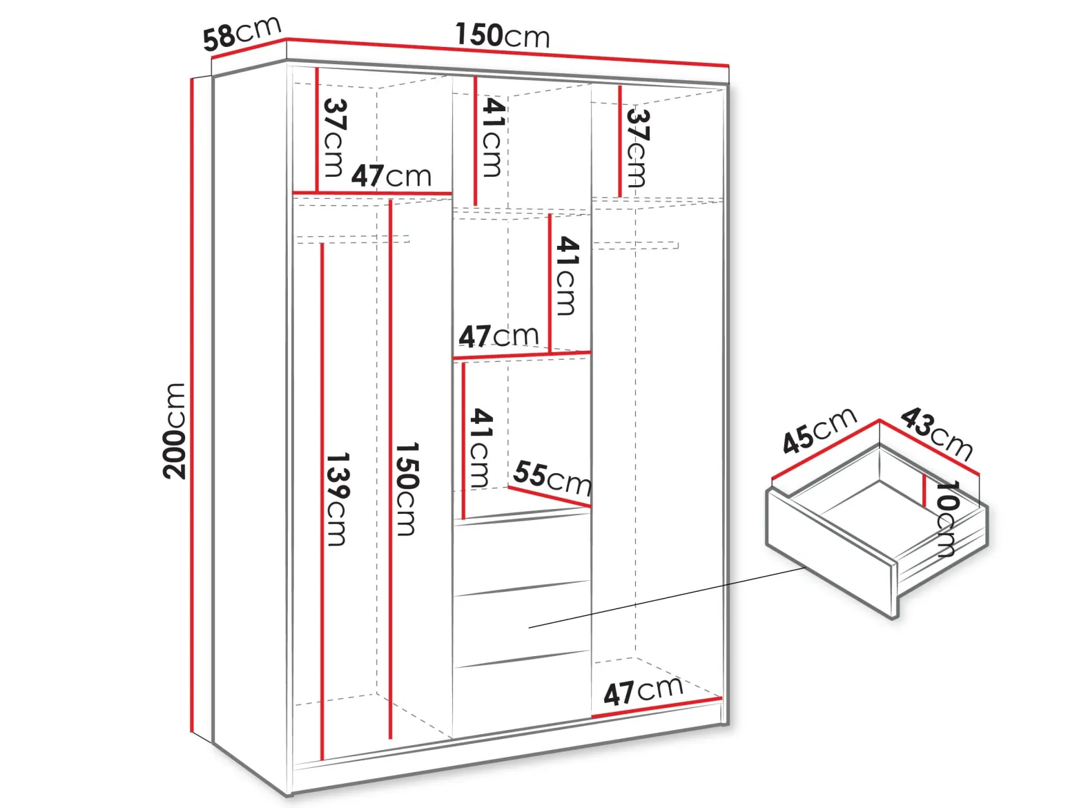 Szafa Bali Lux 3D z nadstawką