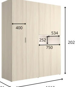 Szafa do sypialni 161 cm z 6 drzwiami i drążkami VESSI