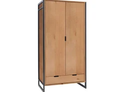 Szafa drewniana LOFT WOOD z drążkiem, kolor dębowy
