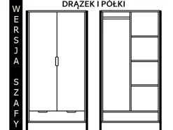Szafa drewniana LOFT WOOD z drążkiem i półkami, kolor orzech
