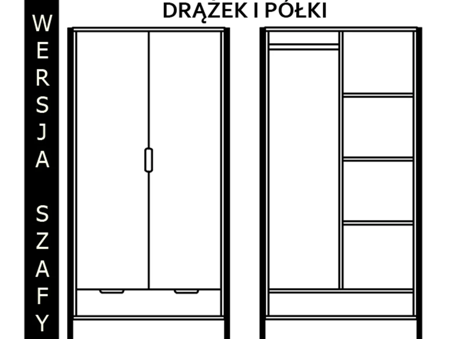 Szafa drewniana LOFT WOOD z drążkiem i półkami, kolor orzech
