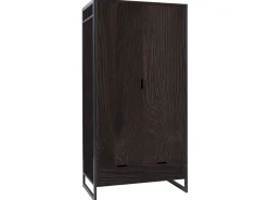Szafa drewniana LOFT WOOD z drążkiem i półkami, kolor orzech