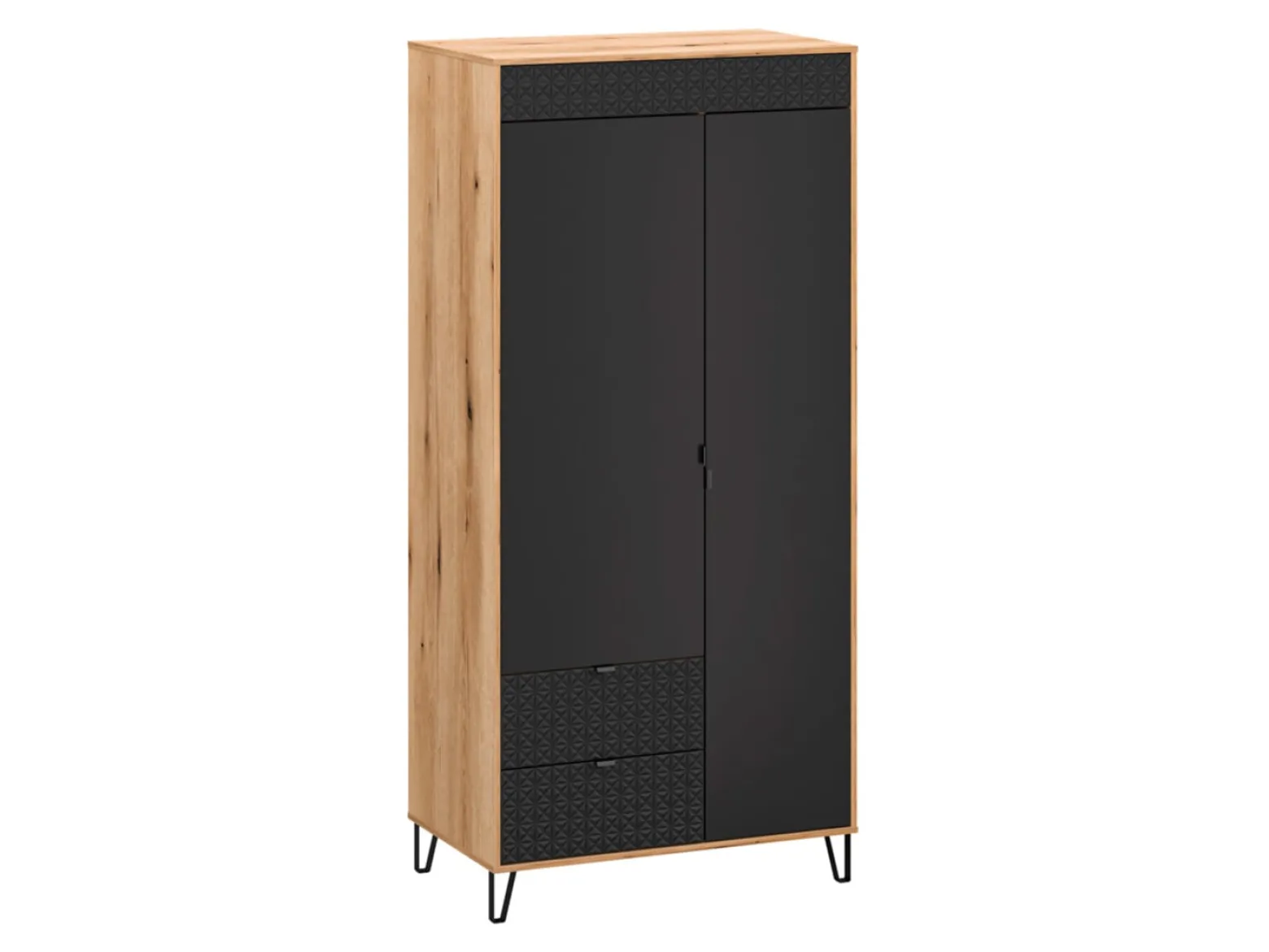 Szafa dwudrzwiowa Bellano 94 cm z 2 szufladami dąb evok/czarny