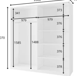 Szafa dwudrzwiowa 200 cm przesuwna ARLEN biała