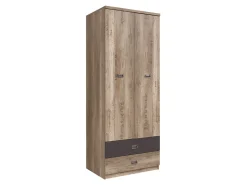 Szafa dwudrzwiowa Malcolm 80 cm z szufladami dąb canyon monument nadruk