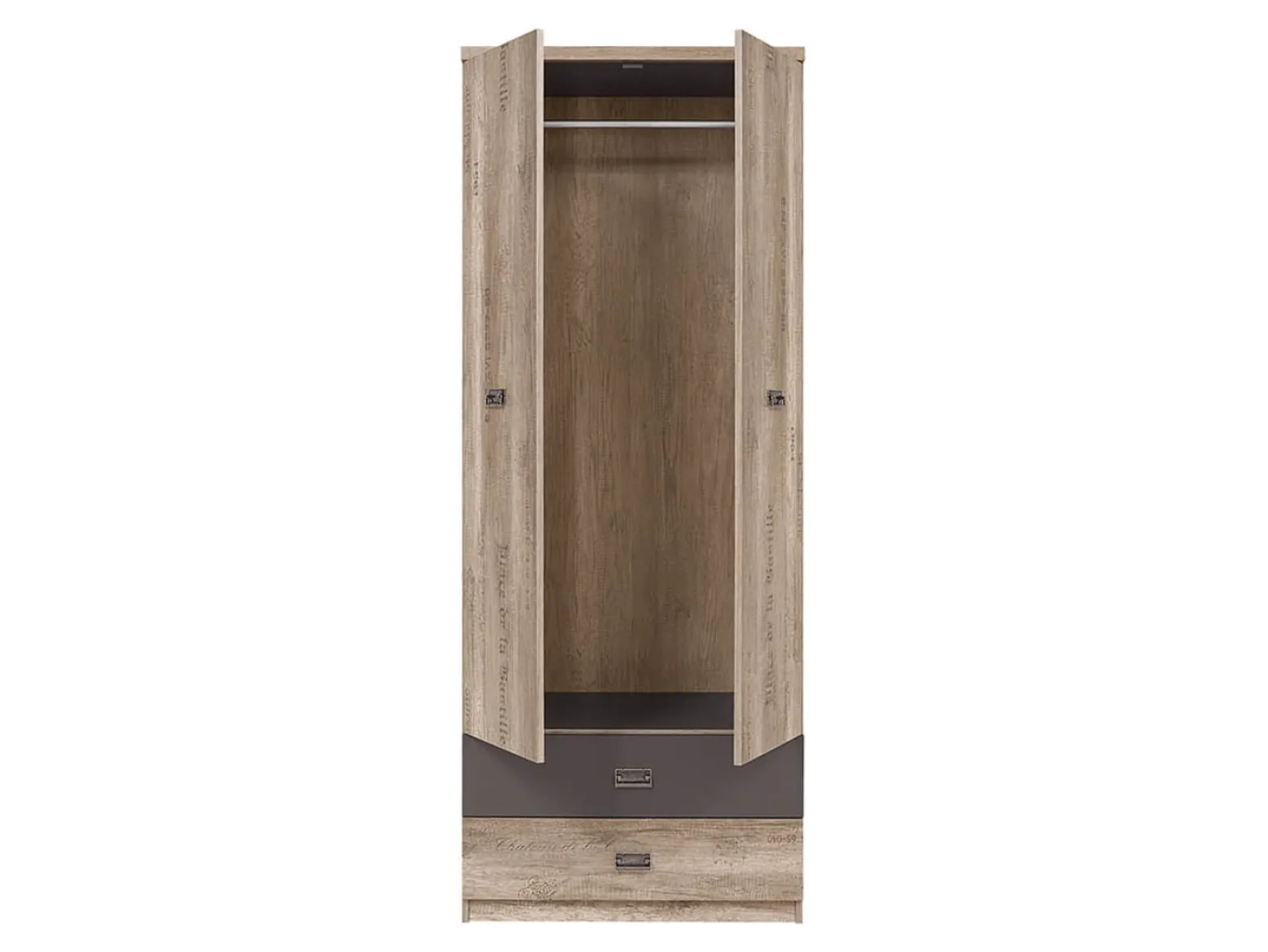 Szafa dwudrzwiowa Malcolm 80 cm z szufladami dąb canyon monument nadruk