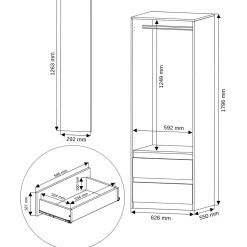 Szafa garderoba 63 cm 2 drzwi 2 szuflady FRAMIRE B-6 sonoma