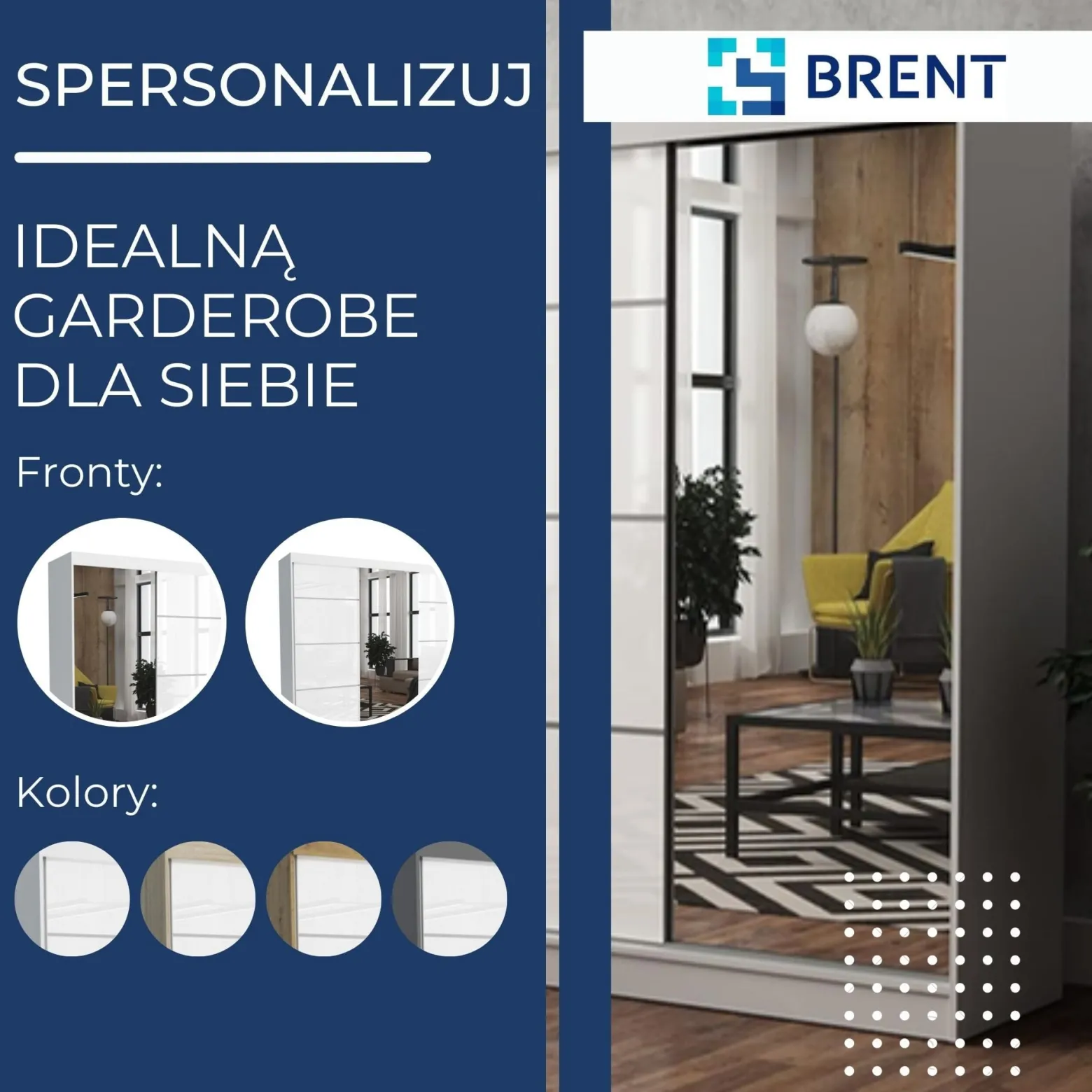 Szafa garderoba przesuwna BRENT 160 cm SUZAN POŁYSK ARTISAN