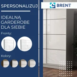 Szafa garderoba przesuwna BRENT 100 cm JULY POŁYSK ANTRACYT