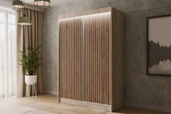 Szafa LED z drzwiami przesuwnymi i lamelami VILANv2 150 x 215 cm