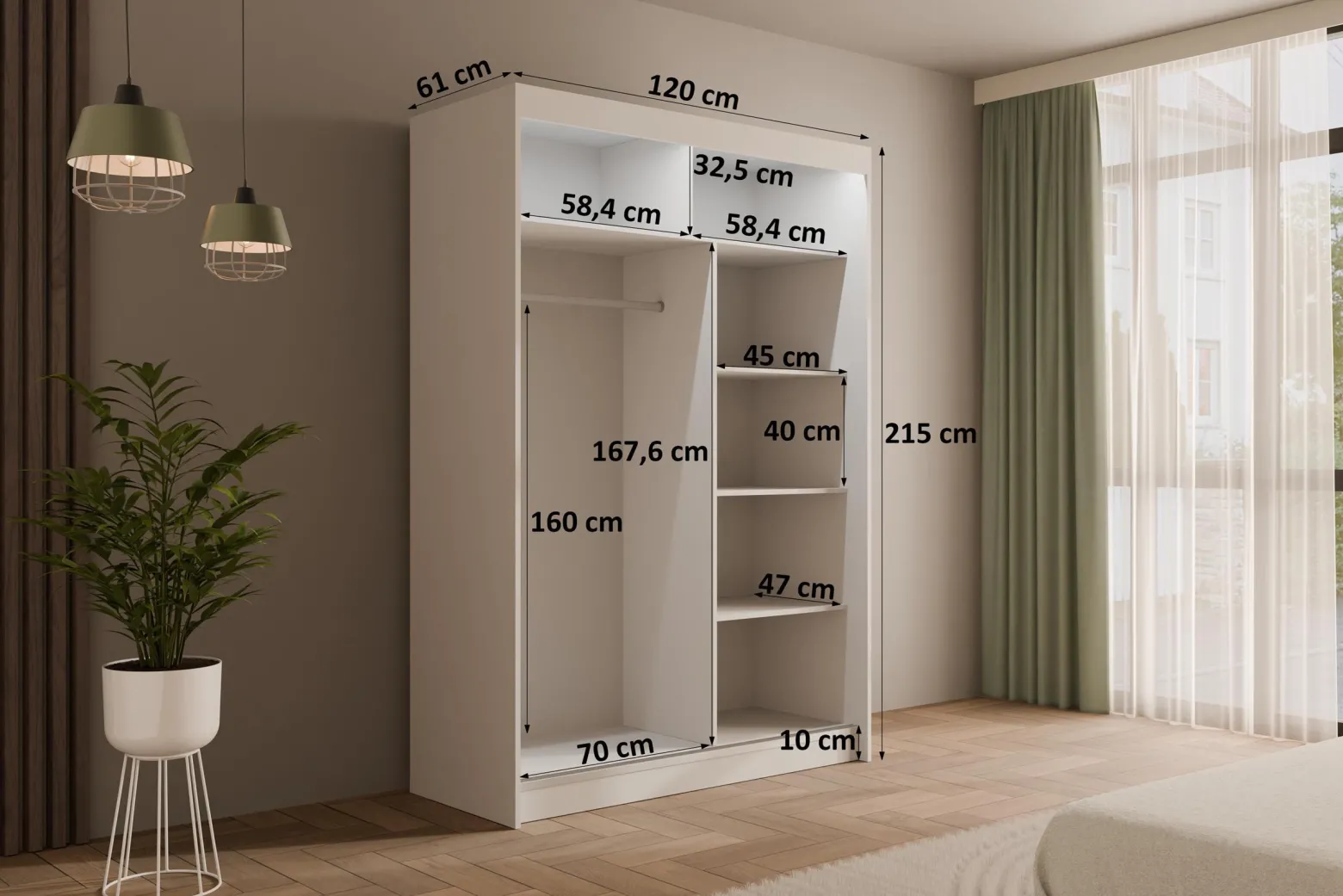Szafa LED z drzwiami przesuwnymi i lamelami VILANv2 100 x 215 cm
