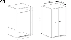 Szafa MILAN 2D 92 cm Natural Hikora / Czarny
