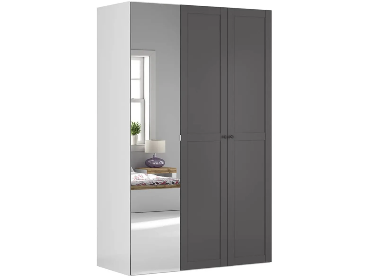 Szafa modułowa Flex 150 cm z drzwiami i lustrem biały/grafit