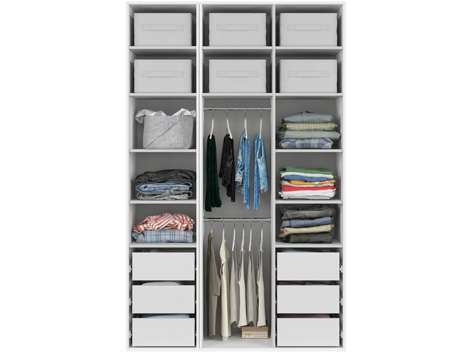 Szafa modułowa Flex 150 cm z drzwiami i lustrem biały połysk