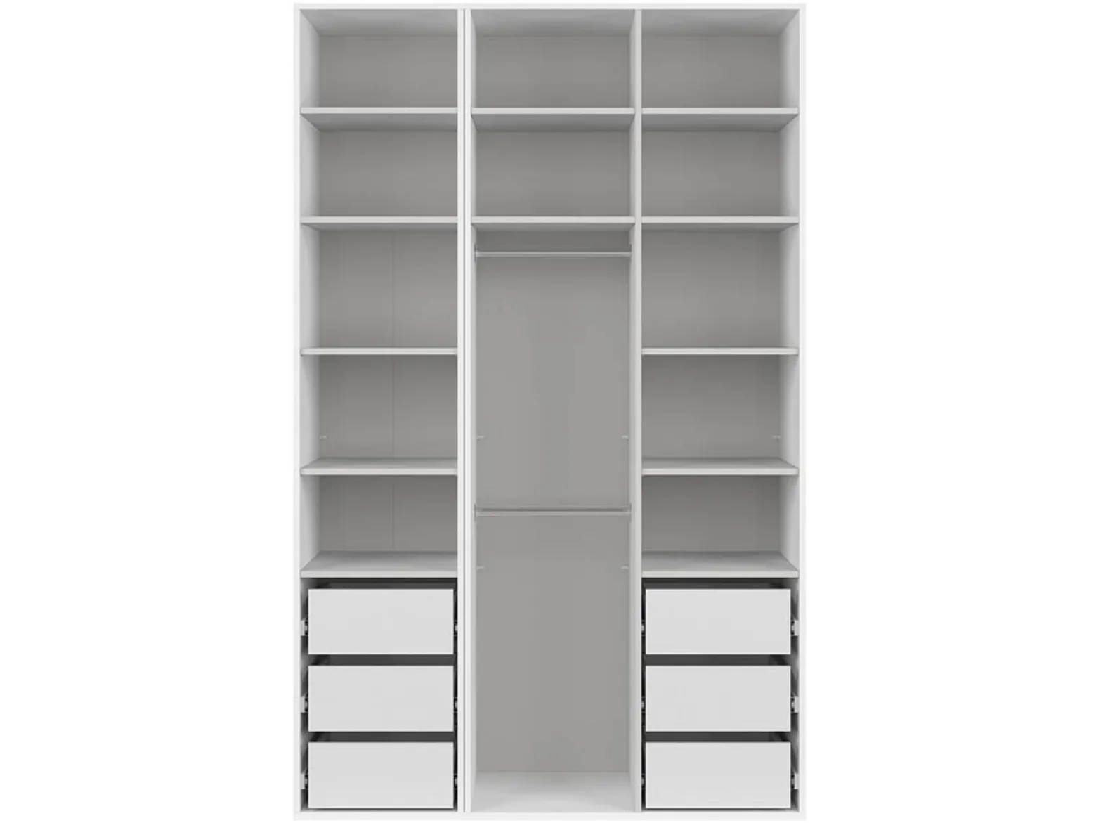 Szafa modułowa Flex 150 cm z drzwiami i lustrem biały połysk