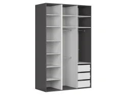 Szafa modułowa Flex 150 cm z 3 drzwiami grafit/dąb artisan