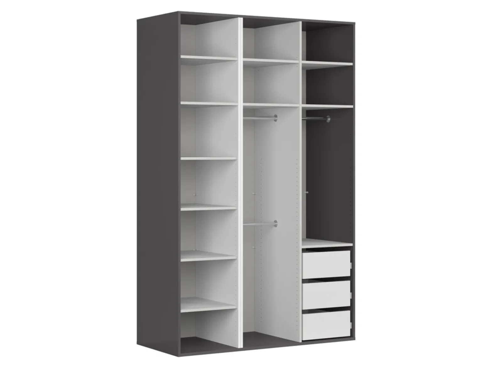 Szafa modułowa Flex 150 cm z 3 drzwiami grafit/dąb artisan