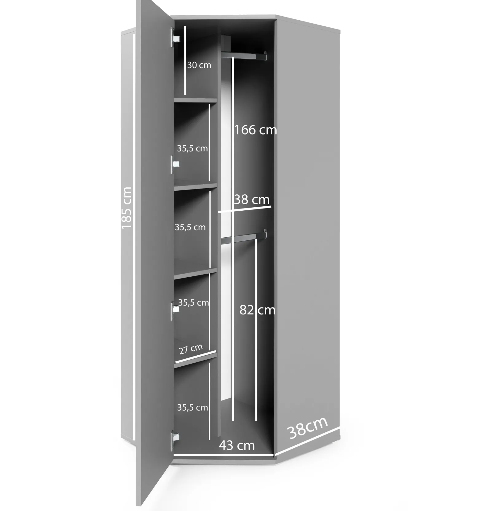 Szafa narożna biała Pako z lustrem zestaw do przedpokoju