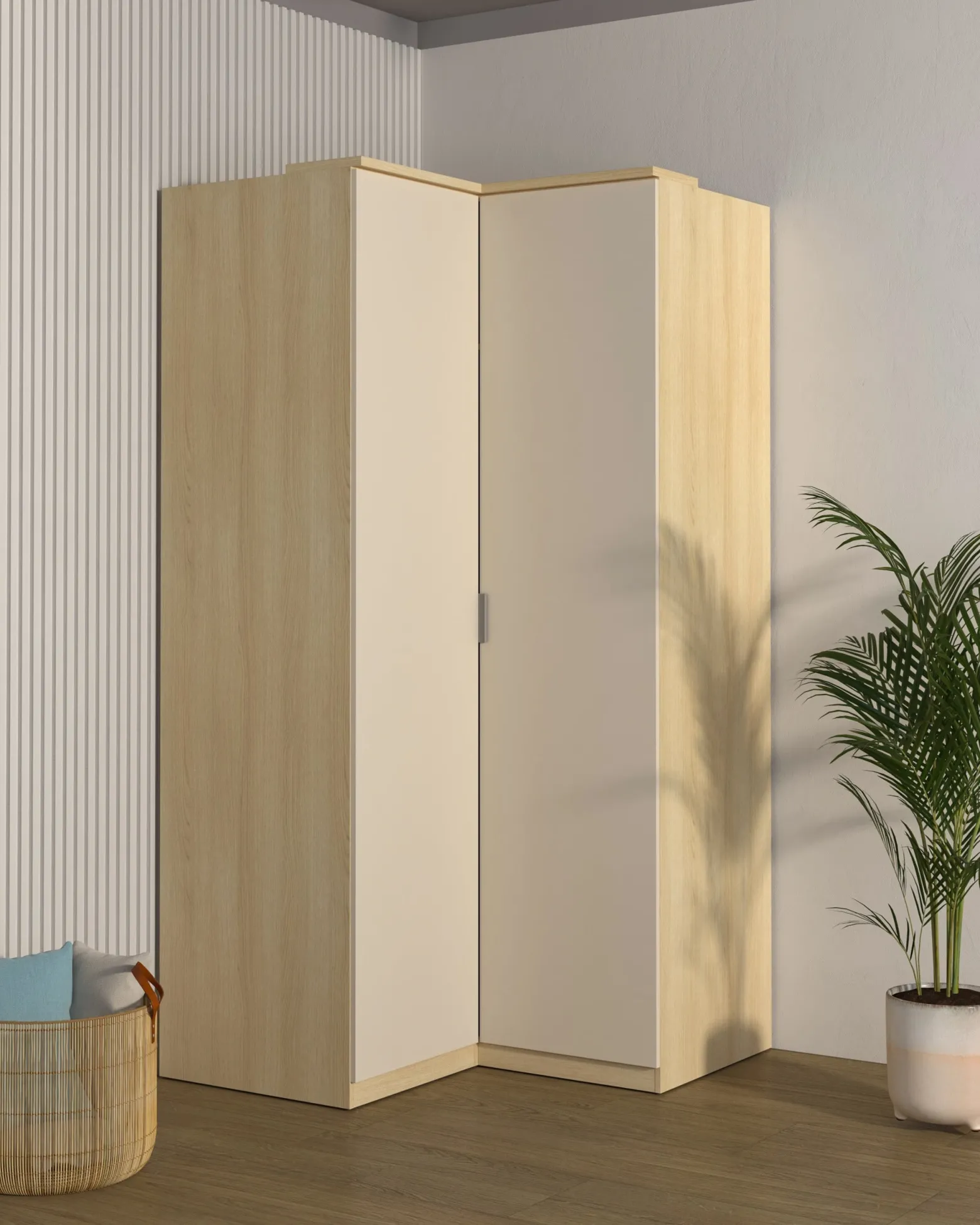 Szafa narożna 109 cm z półkami i drążkiem TERRA