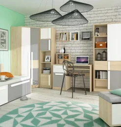 Szafa narożna DOT 2D buk/biała/szara