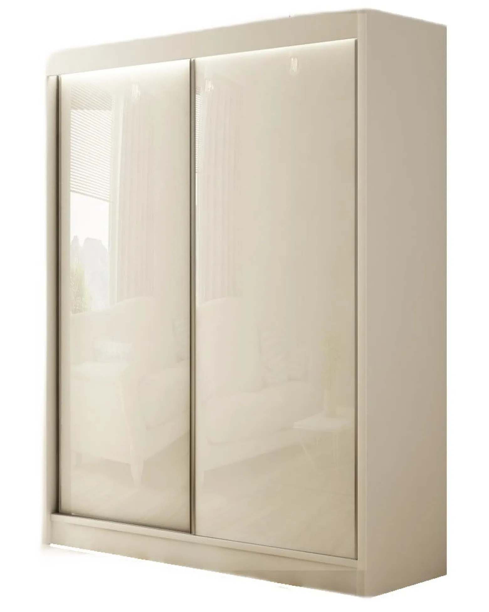 Szafa PEAK przesuwna 150 cm - Biała mat + lacobel biały