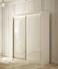 Szafa PEAK przesuwna 150 cm - Biała mat + lacobel biały