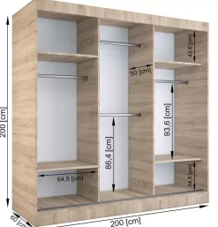 Szafa przesuwna antracyt + biały 200 cm - Marix